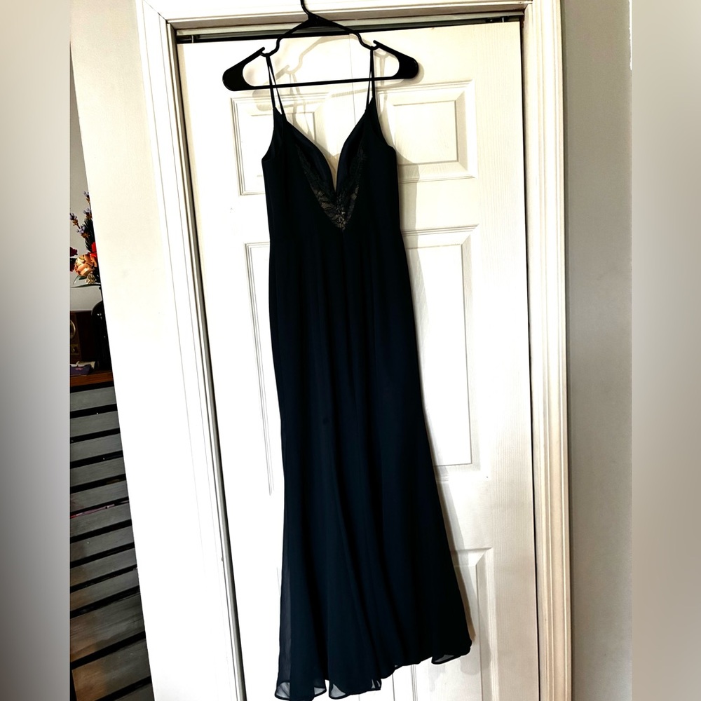 Azazie Navy Blue Spaghetti-Strap Maxi Dress - Picture 2 of 6